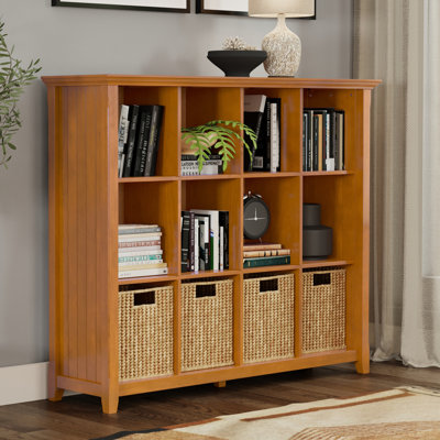 Acadian 48"H Solid Wood Transitional 12-Cube Bookcase with Fixed Shelves and Tapered Legs