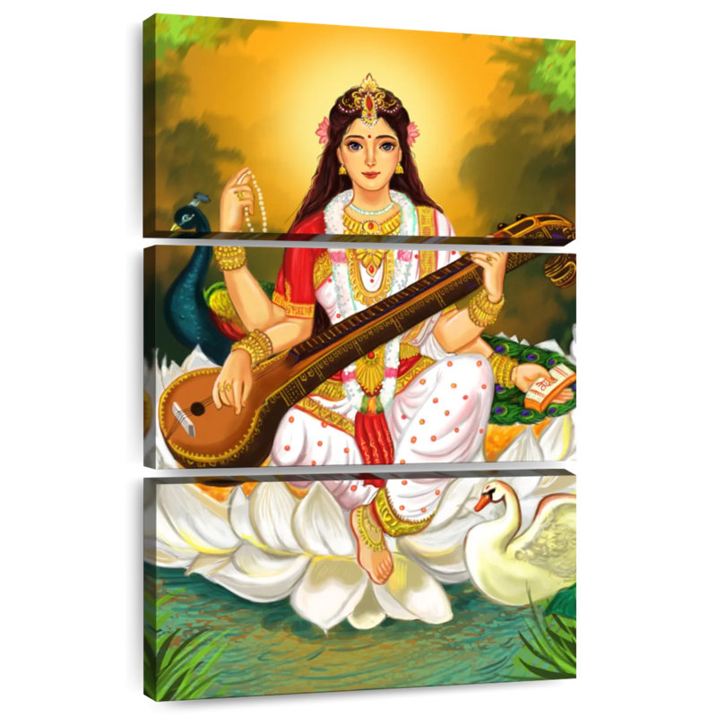 Adella Saraswati jouant de la musique, H 32 po x l 20 po