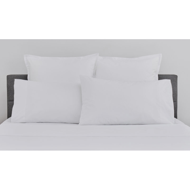 ALVITO European Cotton Bedding 2 Piece 100% Cotton Guest Room Pillow Case Case Pack, Queen Pillowcase, White