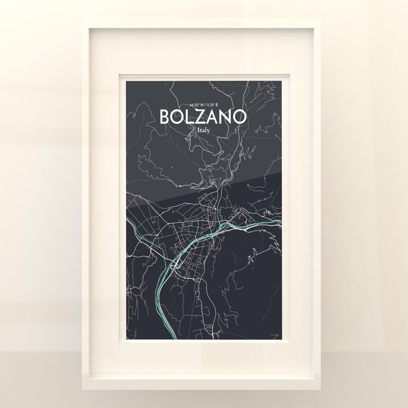 Bolzano City Map In Dream - No Frame Print, 17cm H x 11cm W x 0.05cm D