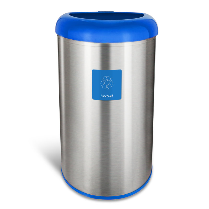 Nine Stars 13.2 Gallon Stainless Steel Open Top Recycling Bin