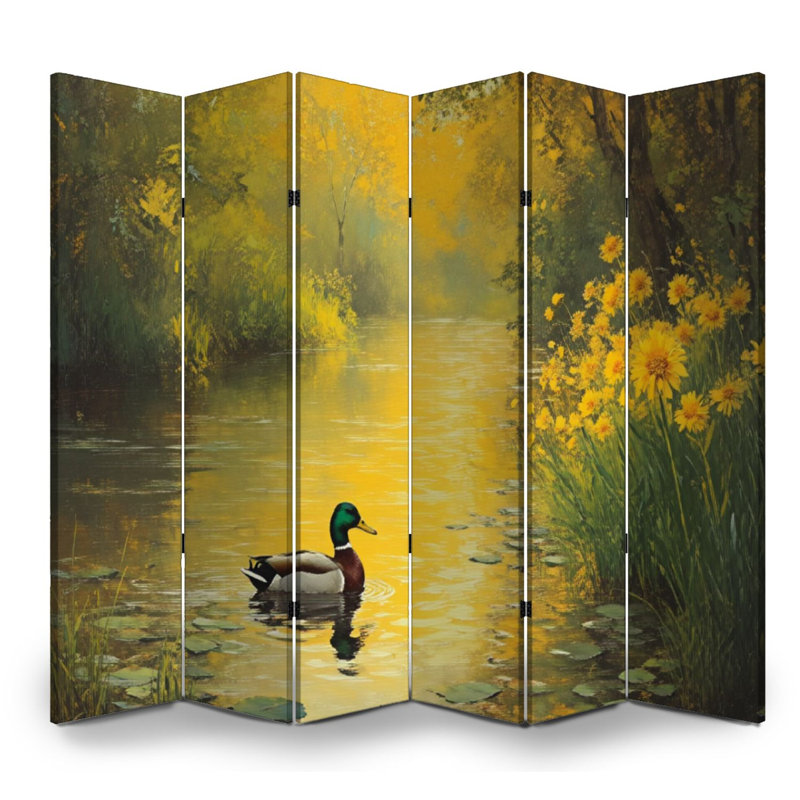 Cloison pliante 6 panneaux paravent Royal Mallard Duck Wildflows, Couleur 8