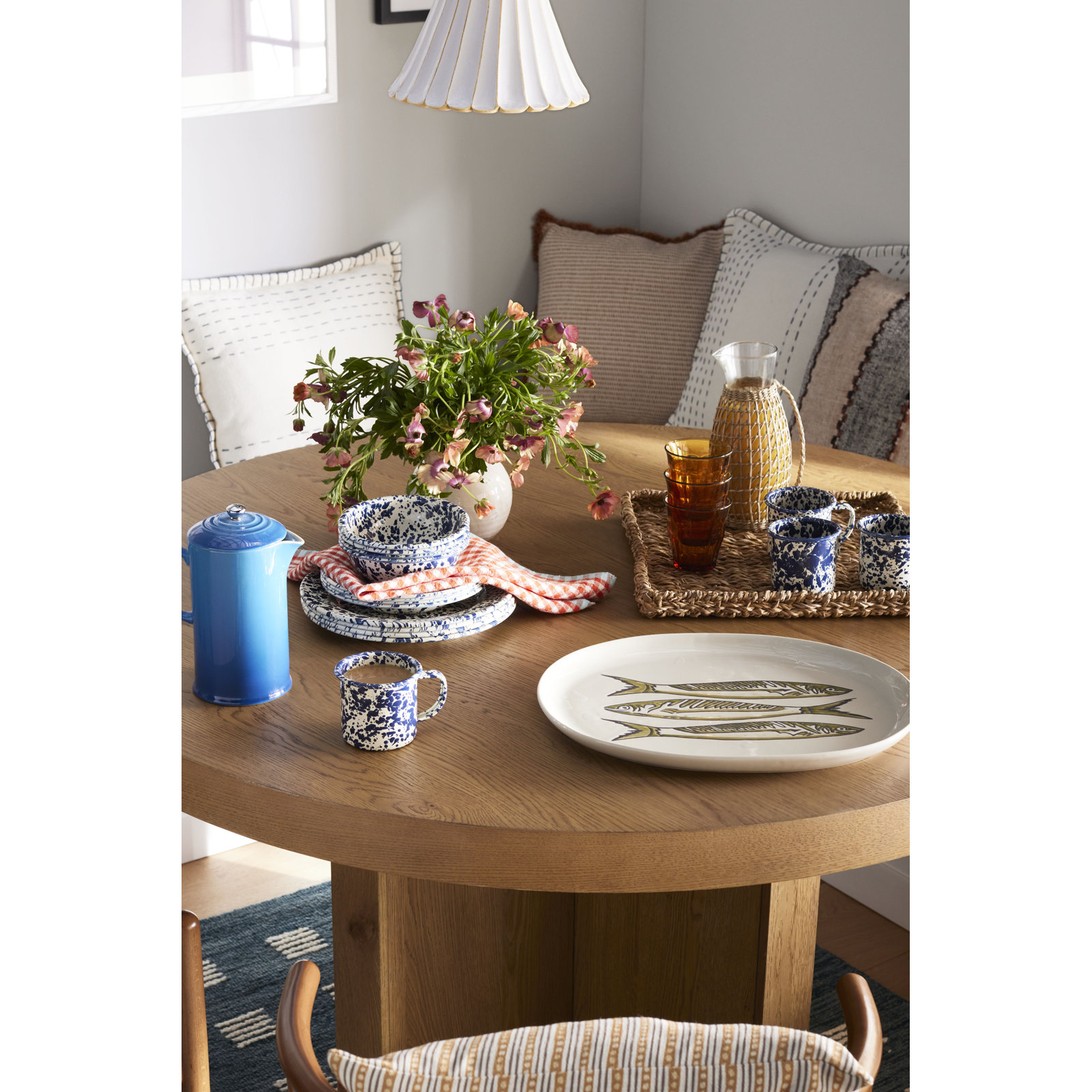 Splatterware Dinnerware Set - Service for 4, Navy Cream