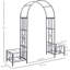 Arche de jardin en acier de 6,7 pi avec bacs à fleurs, gris foncé, pour les mariages, coeurs décoratifs, jardin, jardinières