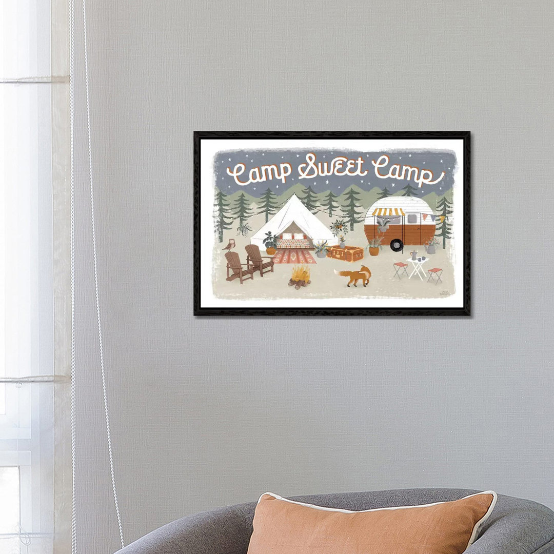 Gone Glamping I von Laura Marshall - Galerie-verpackte Leinwand Giclée auf Leinwand