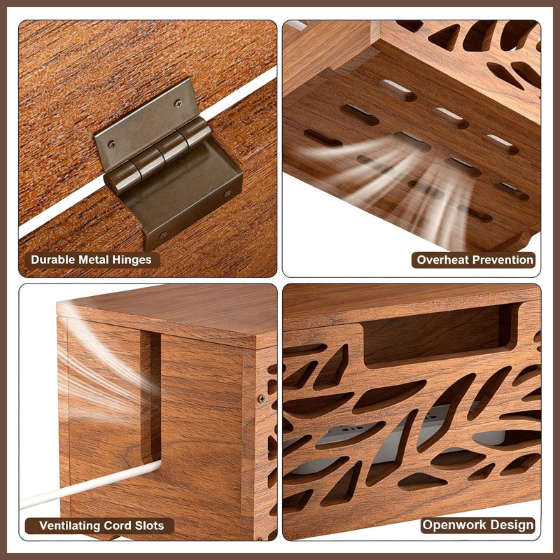 Boîte de rangement de câbles en bois, grand boîtier pour multiprises, organisateur de câbles pour la maison et le bureau