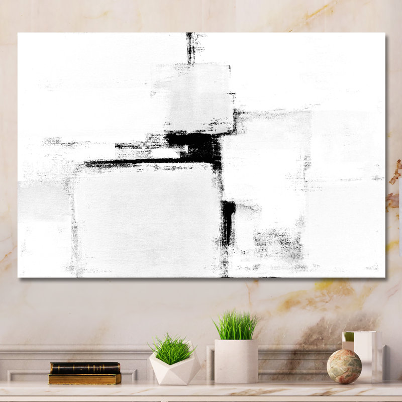 «Black and White Abstract Art III», reproduction d'art sur toile, H 16 po x l 32 po x P 1 po, Toile tendue