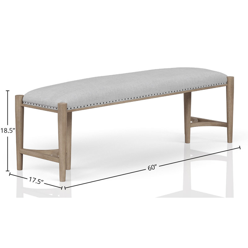 Banc couleur sable avec rembourrage confortable, siège rembourré, base Triad 19,17 po Bases hautes, garniture cloutée