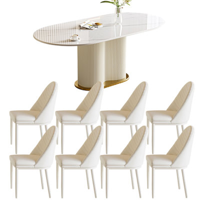 Light luxury simple oval dining table sets