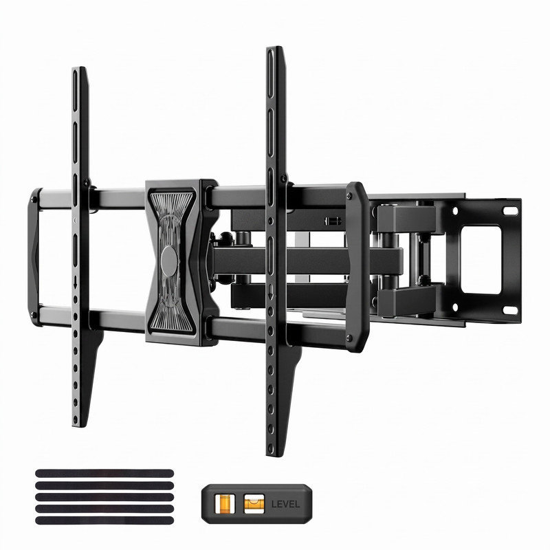 Support mural TV à mouvement complet, inclinable et pivotant, compatible avec les téléviseurs de 32 à 75 pouces, capacité de 45 kg, VESA max. 600×400