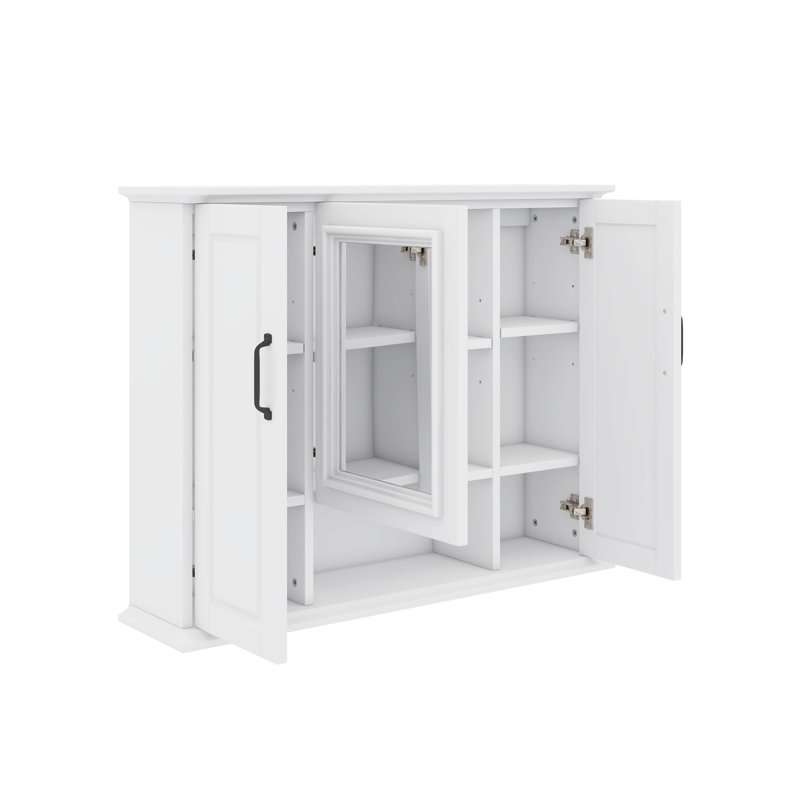 Armoire de rangement murale 36 po, armoire murale avec miroir, armoire à pharmacie avec porte triple, Blanc