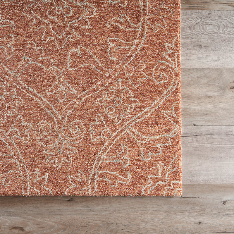 Tapis rouille en laine touffeté à la main, Rectangle de 9 pi x 12 pi