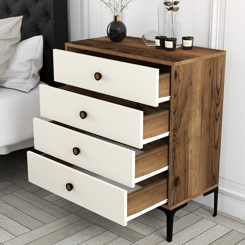 Commode Paucker, Blanc / Brun