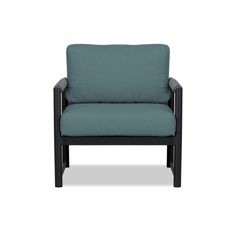 Alto Outdoor Lounge Chair, Spectrum Peacock Sunbrella® Plainweave, Black