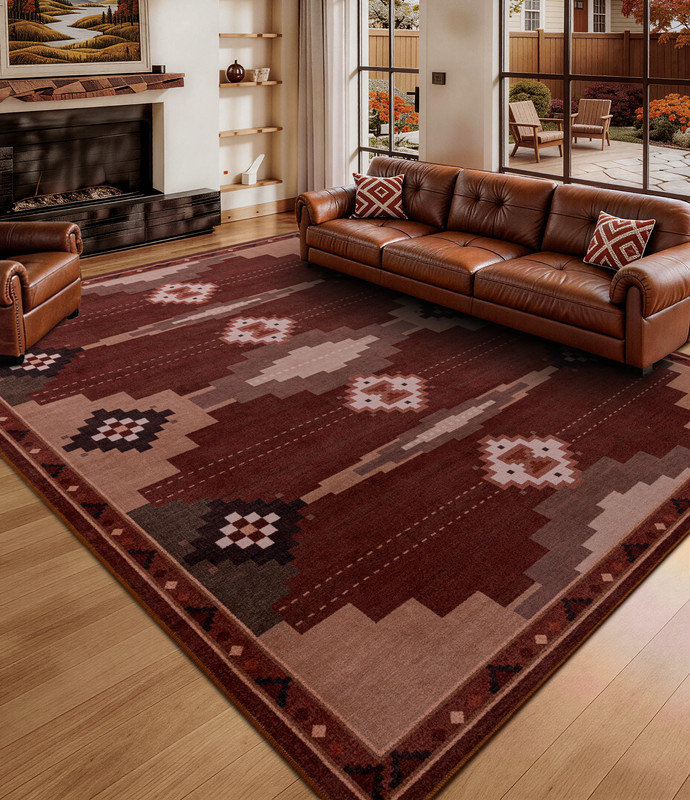 Tapis géométrique lavable à la machine avec envers antidérapant Southwestern, Rectangle 6 pi x 9 pi