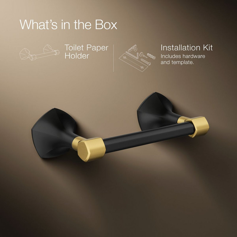 Occasion Pivoting Toilet Paper Holder, Matte Black/Gold