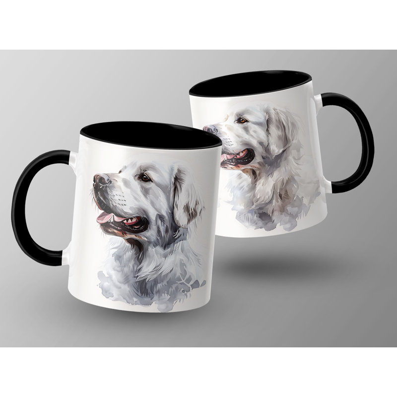 Artistic Golden Retriever Design 11oz Coffee Mug, 4, Black
