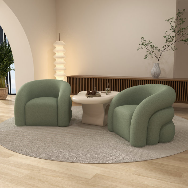 Fauteuil demi-tonneau rembourré et pivotant, Vert