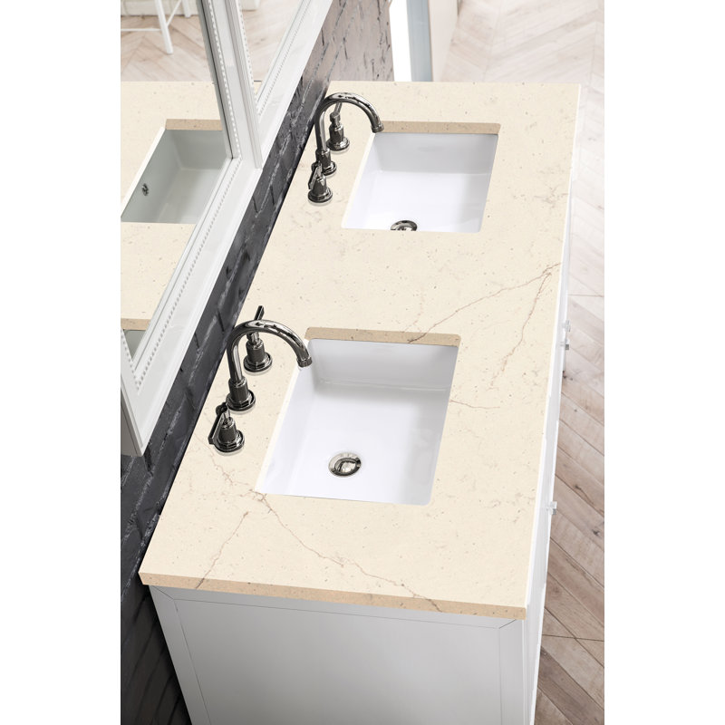 Athens 60'' W  W Double Vanity, Ethereal Noctis, Glossy White, 8" Widespread