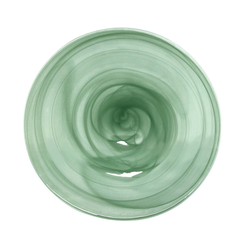 Alabaster Round Glass Platter, Green