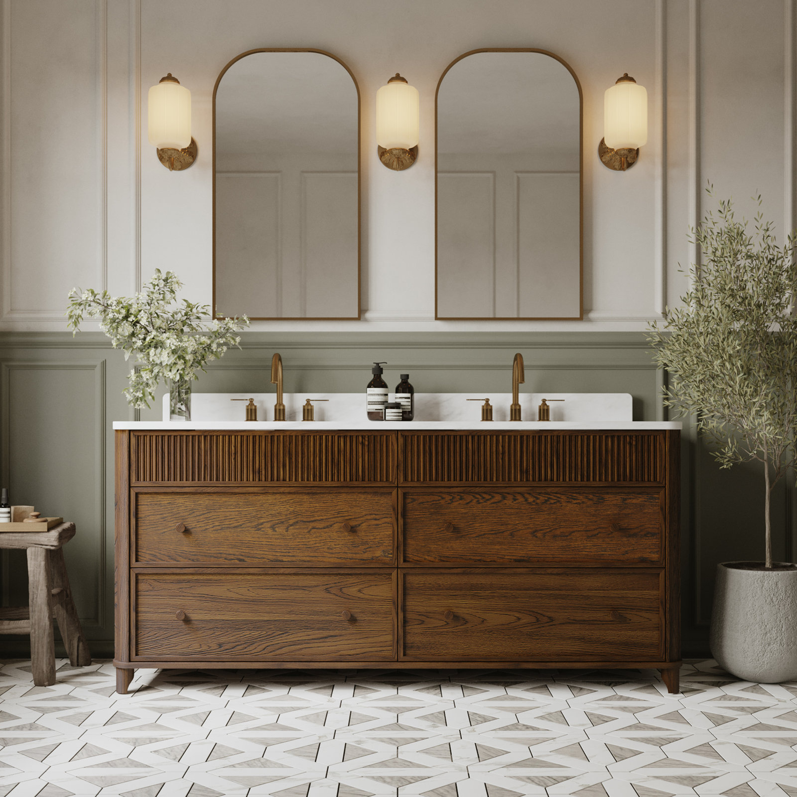 Kennedy Oak Single Bathroom Vanity, 72", Enhanced Brown Oak