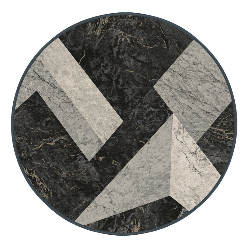 Tapis moelleux à motif géométrique rustique gris moelleux et doux Narberth, Carré 3 pi