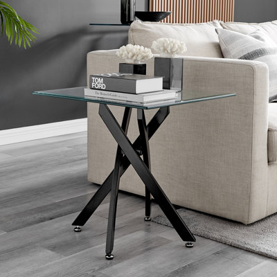 Chayton Modern Contemporary Glass and Square Small Table - Sofa Side Table