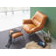 Fauteuil d'appoint et repose-pieds en cuir fleur-1788143045