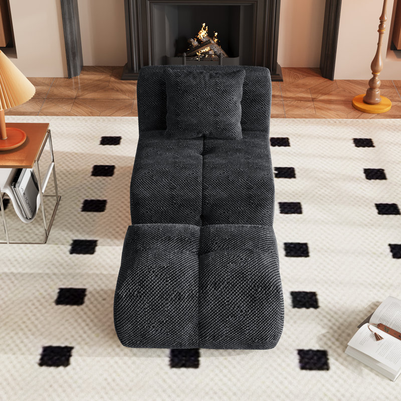 Modern Single Compression Sofa With Ottoman,No Assembly, Charcoal