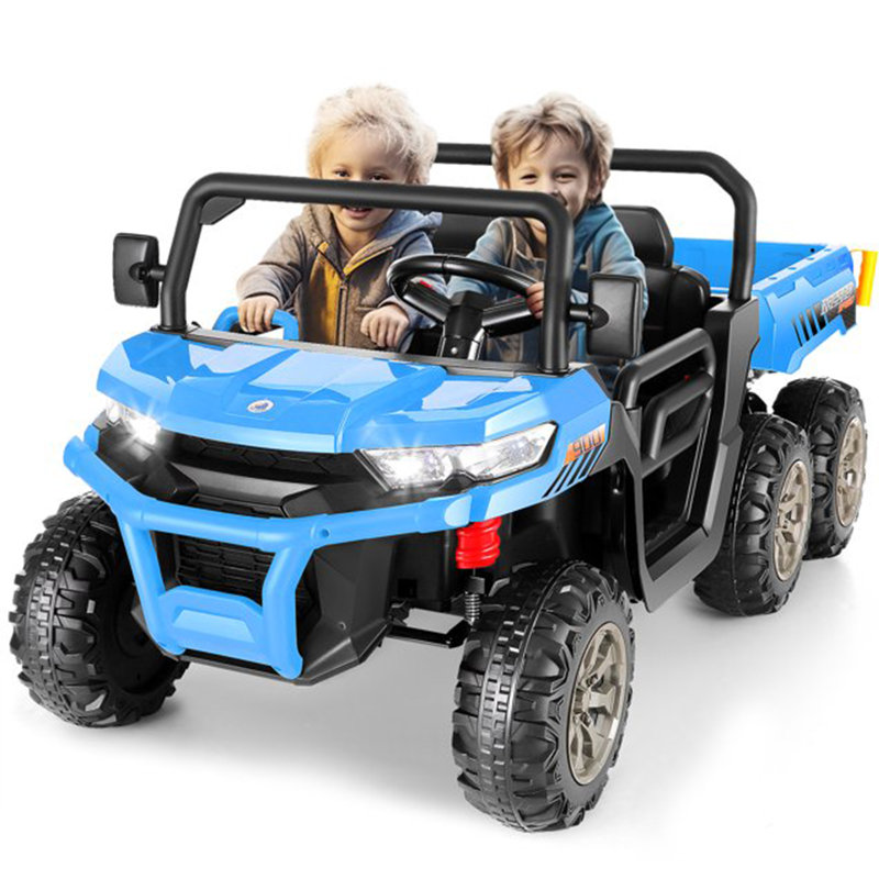 Alex 24V 4WD 2 places 6 roues sur camion à benne basculante avec télécommande, benne électrique et pelle, Bluetooth, bleu