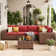 Ensemble de conversation modulaire en rotin pour 5 personnes avec coussins