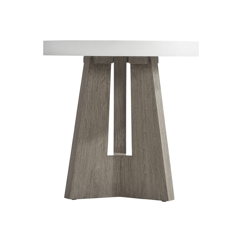 Rochelle 24" White and Natural Wood Round Side Table