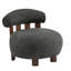Chaise bouclée au design moderne, à quatre pieds, en bois massif, gris foncé