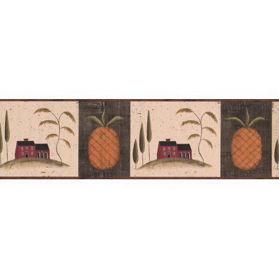 Bordure de papier peint à motif ananas L 15 pi x l 6,75 po Jolliff Fruit