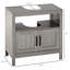 Armoire de rangement grise avec 2 portes et 2 tablettes ouvertes