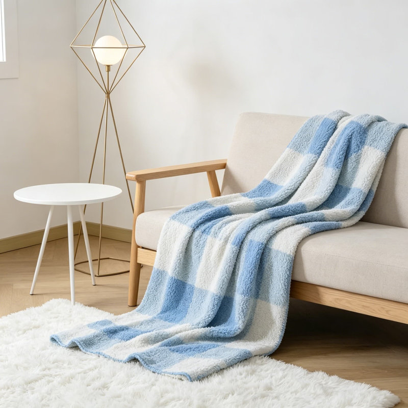 Jeté Sherpa, Bleu, L 80 po x l 60 po