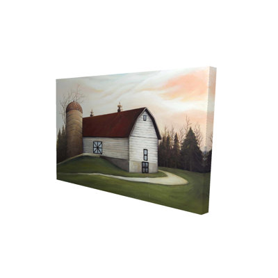 White Barn Architecture Farmhouse Canvas | Home Decor Art