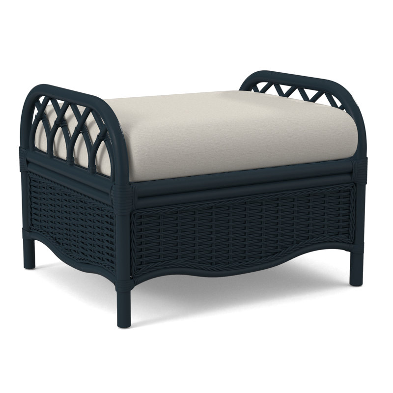 Everglade Ottoman, Celery, White Performance Fabric; 0851-94