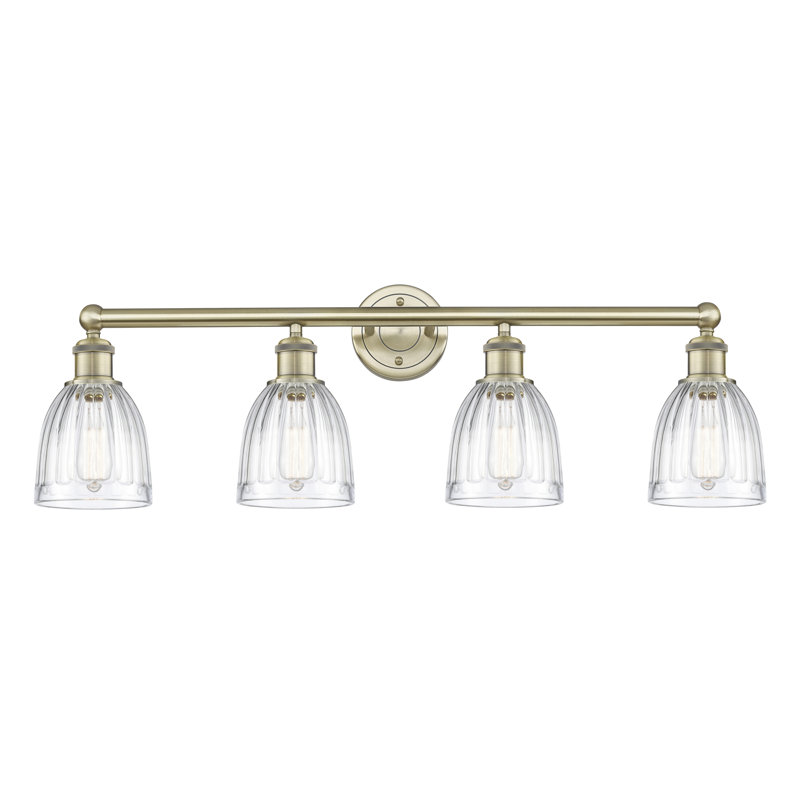 Éclairage pour meuble-lavabo 4 lumières 32,75 pouces Radegonde, Transparent, Laiton antique