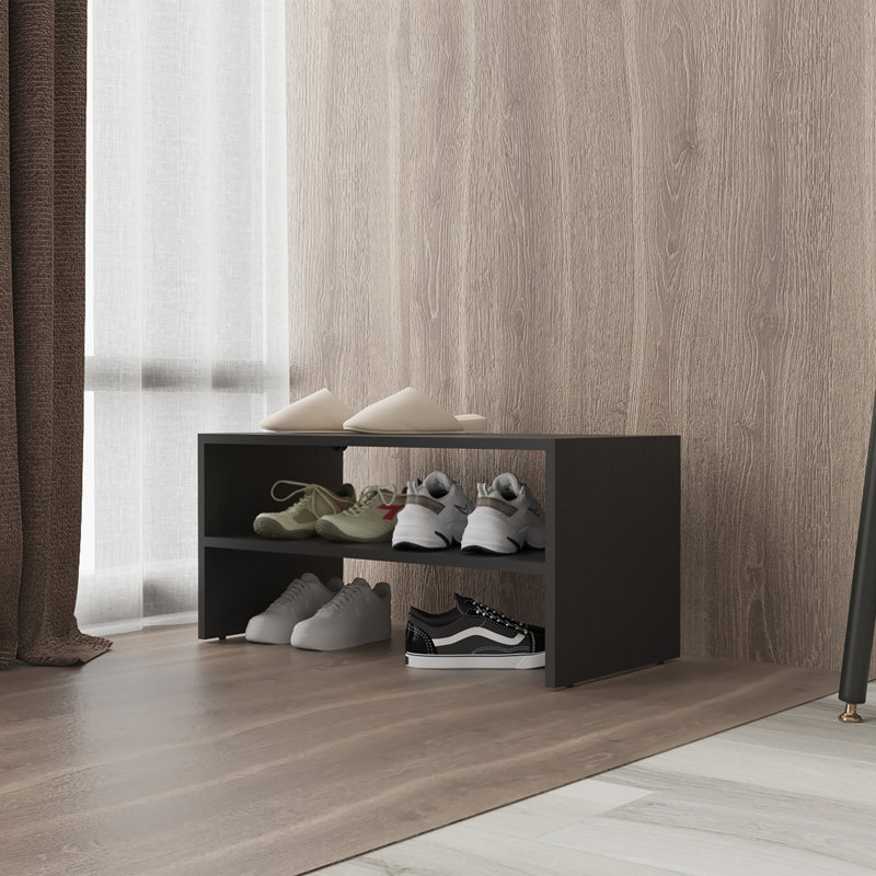 Rangement à chaussures Howard avec conception empilable et deux tablettes spacieuses pour une efficacité de rangement maximale