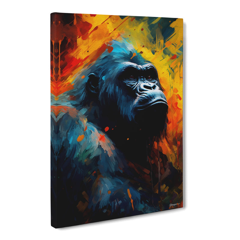 Gorilla Abstract Art No.2 - Wrapped Canvas, 60cm H x 40cm W x 3cm D
