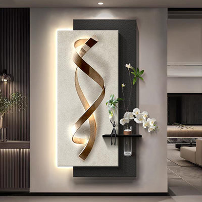 Italian Minimalist Entrance With Illuminated Murals
