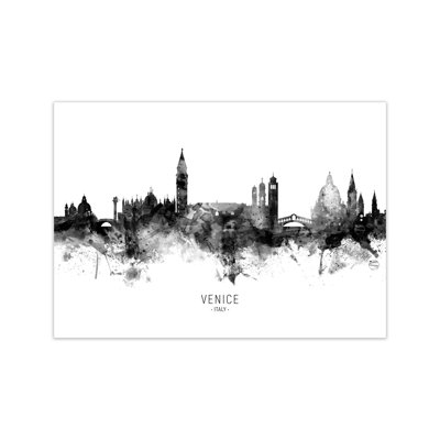 Venice Italy Skyline Black White City Name by Michael Tompsett - Print