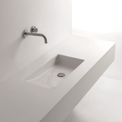 Lavabo de salle de bain rectangulaire encastré en céramique blanche Whitestone