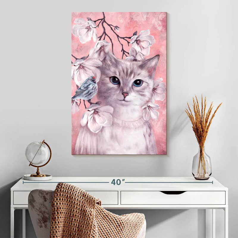 Chat rose Brampt, H 30 po x l 20 po