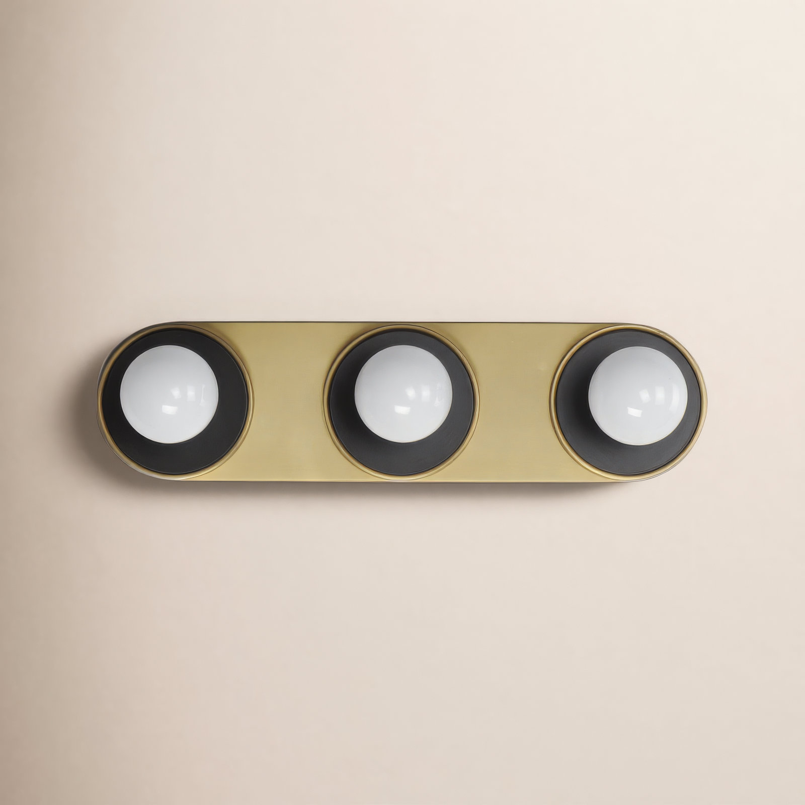 Rocha 3 Light Alabaster Dimmable Bath Bar, No, Black/Natural Aged Brass