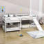 Lit superposé en bois en forme de L Fraser, double sur double et simple sur simple avec glissière-997208810