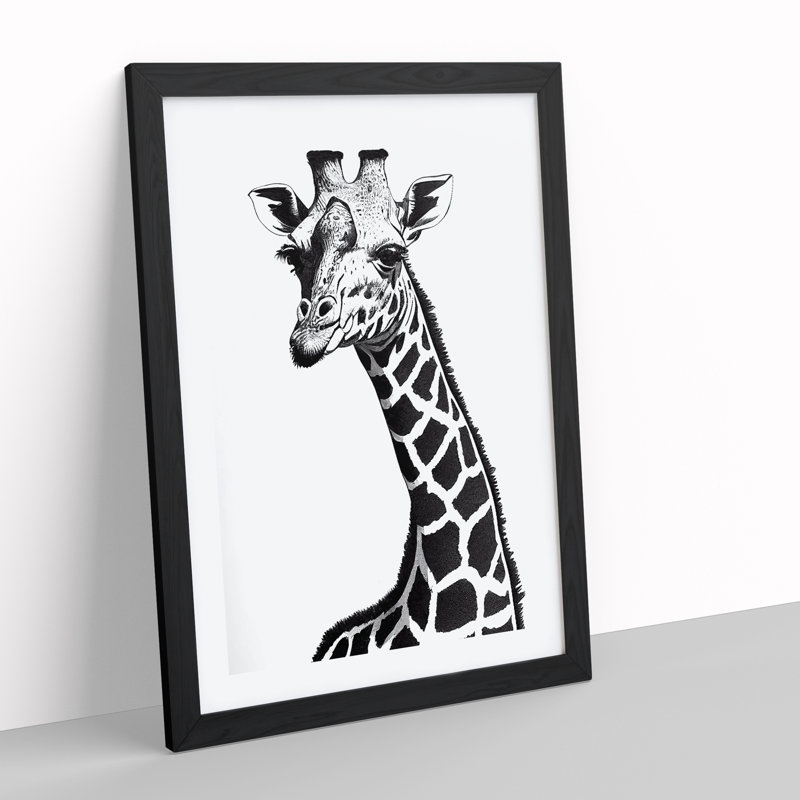 Monochrome Giraffe - Framed Print, Black, 34cm H x 25cm W x 2cm D