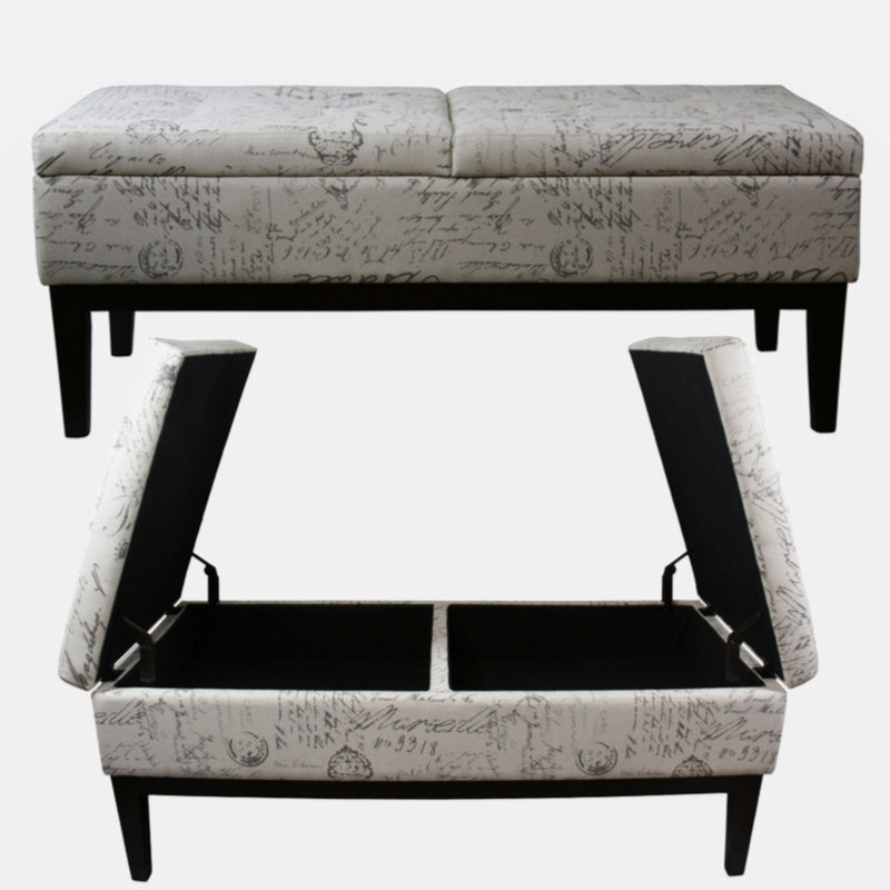 Grand banc de rangement, double levage, imprimé Old-World