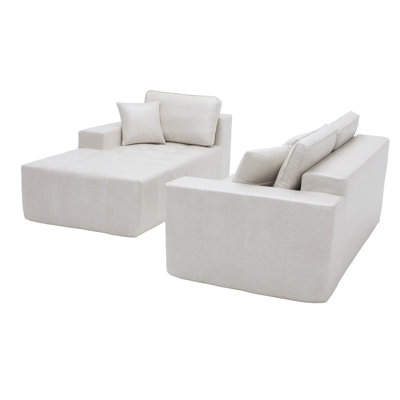 Canapé modulaire modulaire, ensemble de canapé en forme de L de 102 pouces pour le salon, canapé à 3 places confortable avec repose-pieds mobile, combinaison de bricolage, chenille